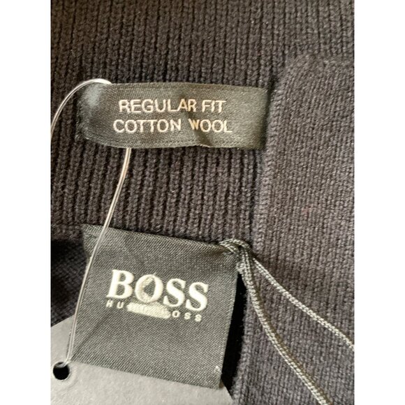 NWT Hugo Boss Mens 1/4 Zip Pullover Sweater M Wool Blend Black RHH10568 - Picture 5 of 11